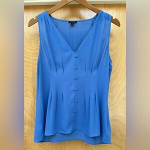 Ann Taylor Factory Sleeveless V Neck Blouse Tank Top Women Size 4 Blue